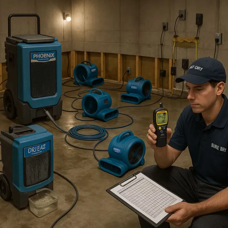 Structural Drying and Dehumidification process in Haworth, NJ